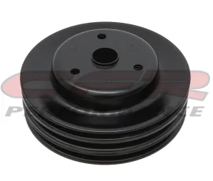 1969-85 CHEVY SMALL BLOCK BLACK STEEL CRANKSHAFT PULLEY - LONG (3 GROOVE)