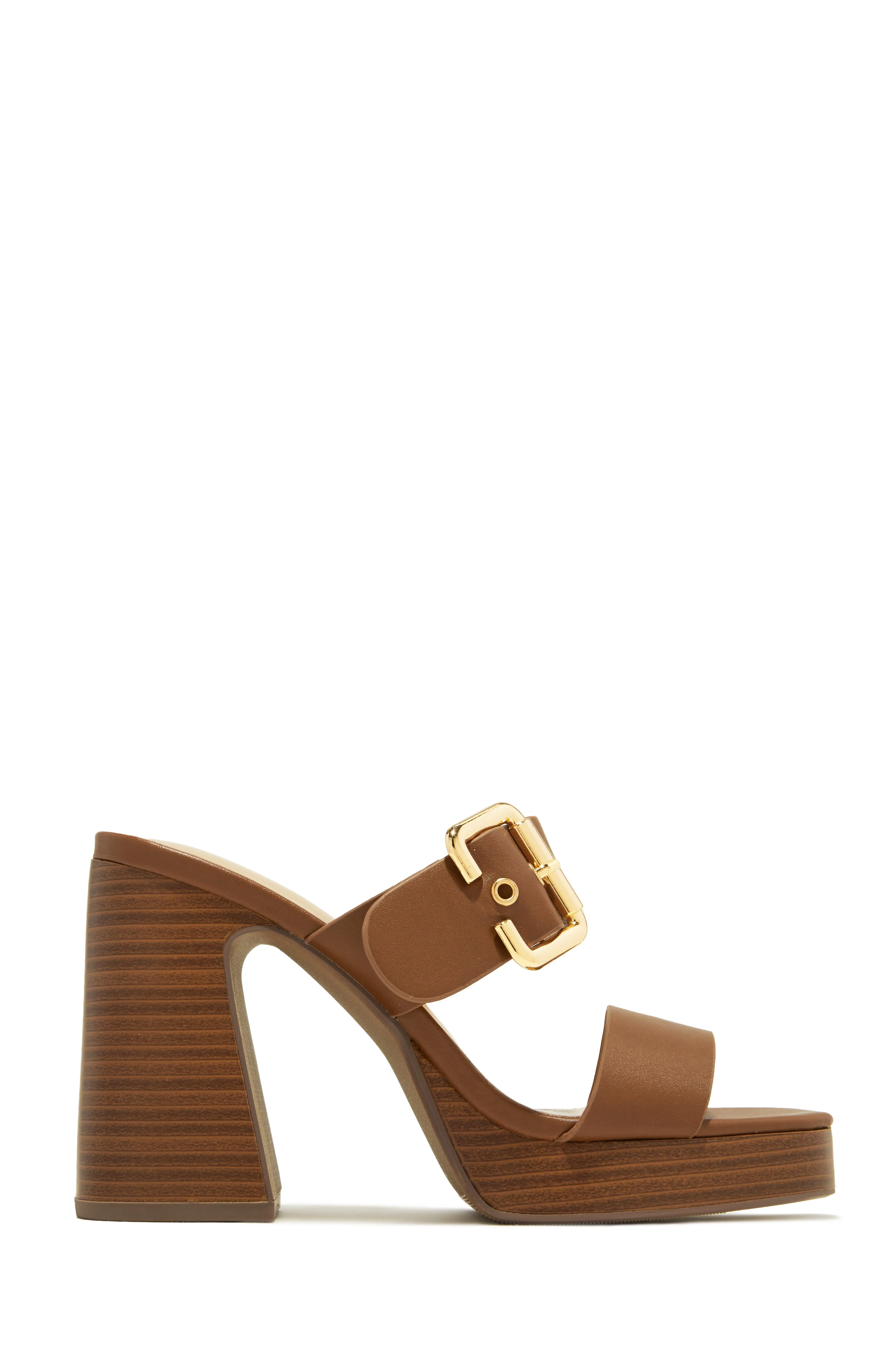 Adrina Platform Block Heel Mules - Tan