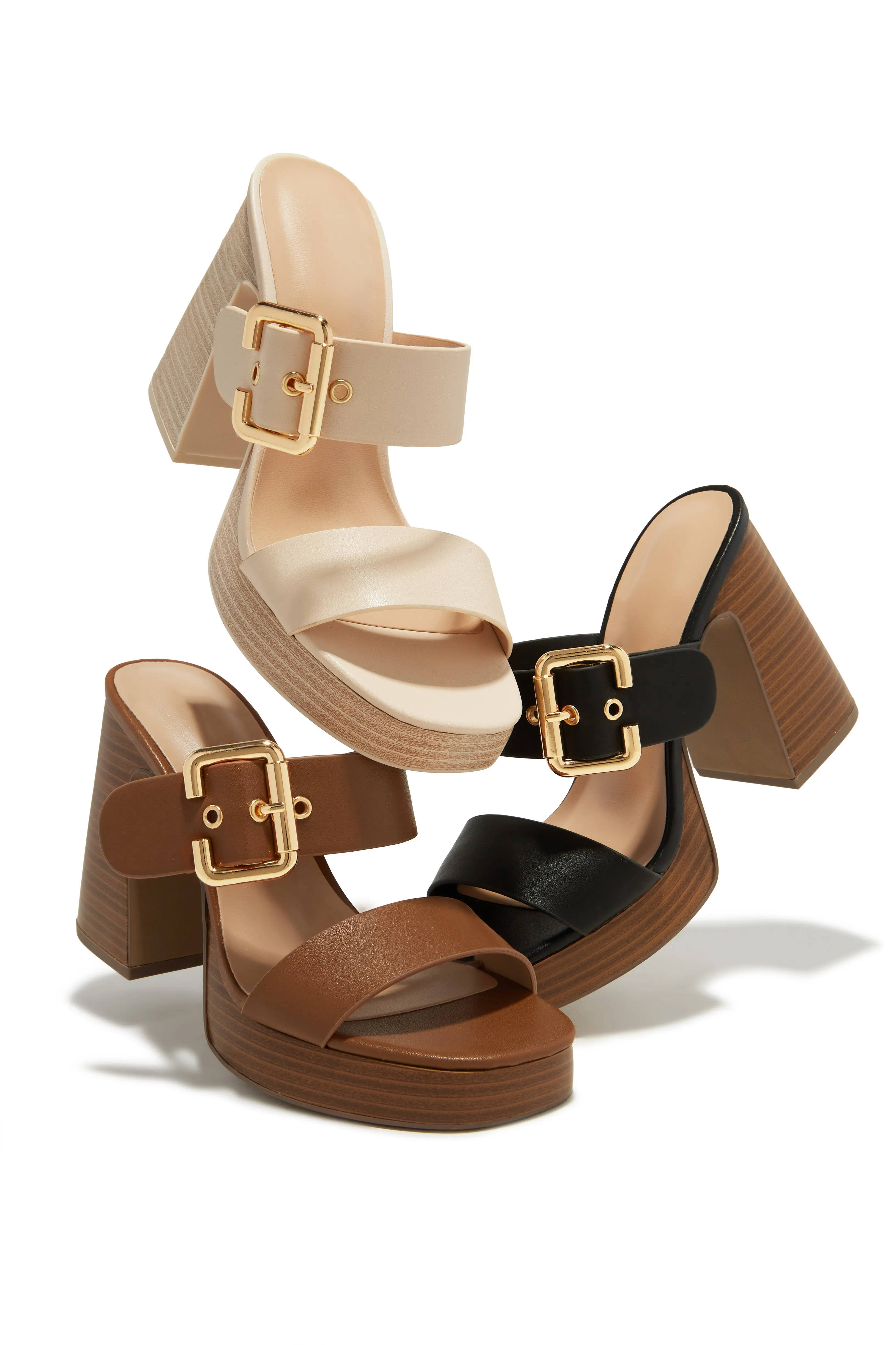 Adrina Platform Block Heel Mules - Tan