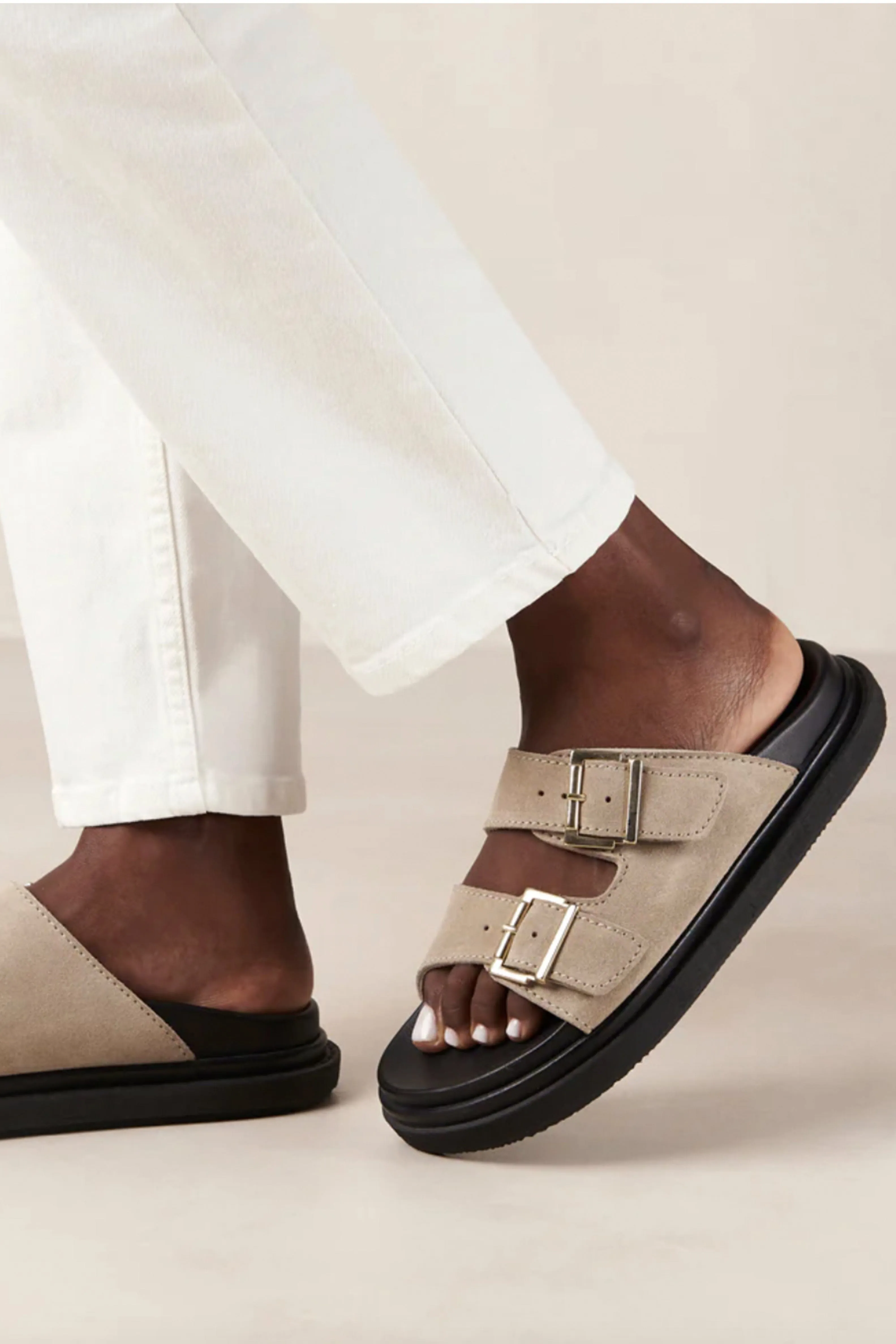 ALOHAS | Buckle Embellished Suede Sandal - Taupe