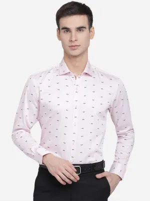 Baby Pink Printed Slim Fit Party Wear Shirt | Greenfibre