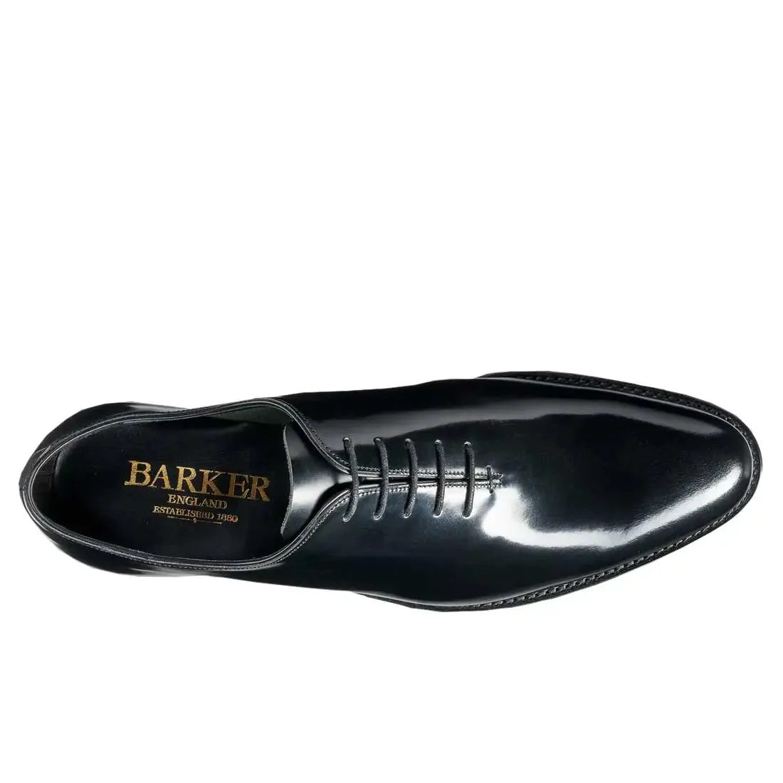 BARKER Nelson Shoes - Mens Oxford- Black Hi-Shine