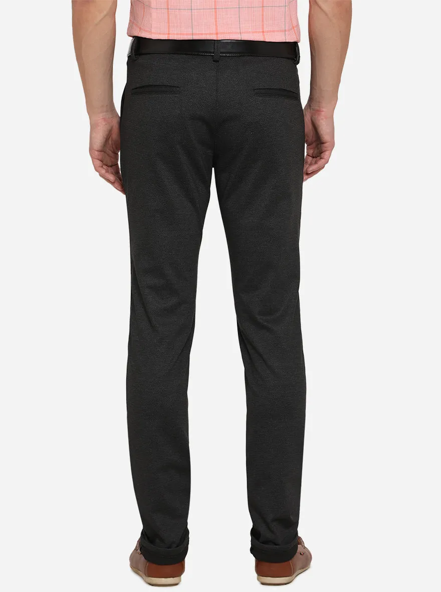 Black & Grey Solid Super Slim Fit Formal Trouser | JB Studio