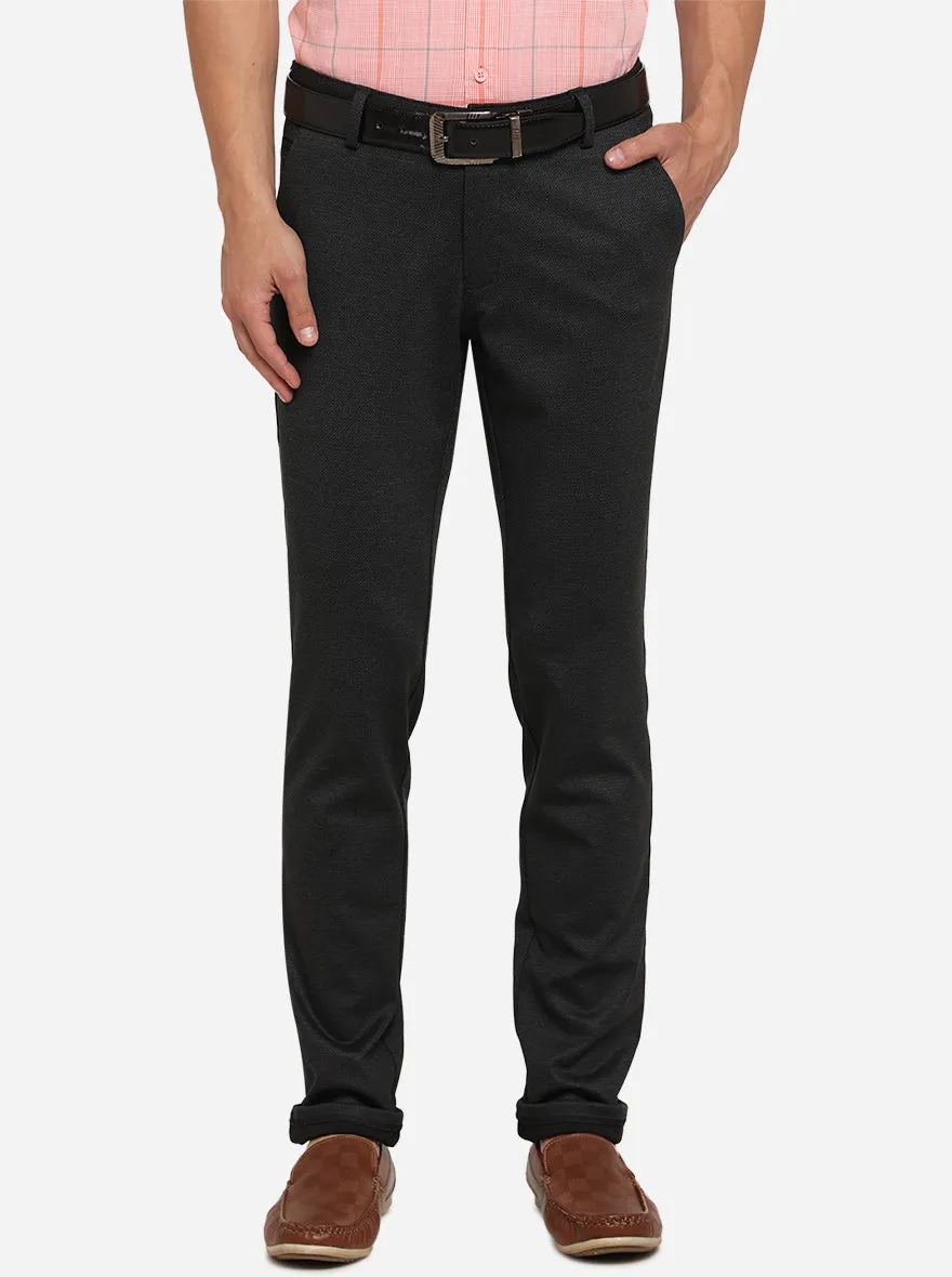 Black & Grey Solid Super Slim Fit Formal Trouser | JB Studio