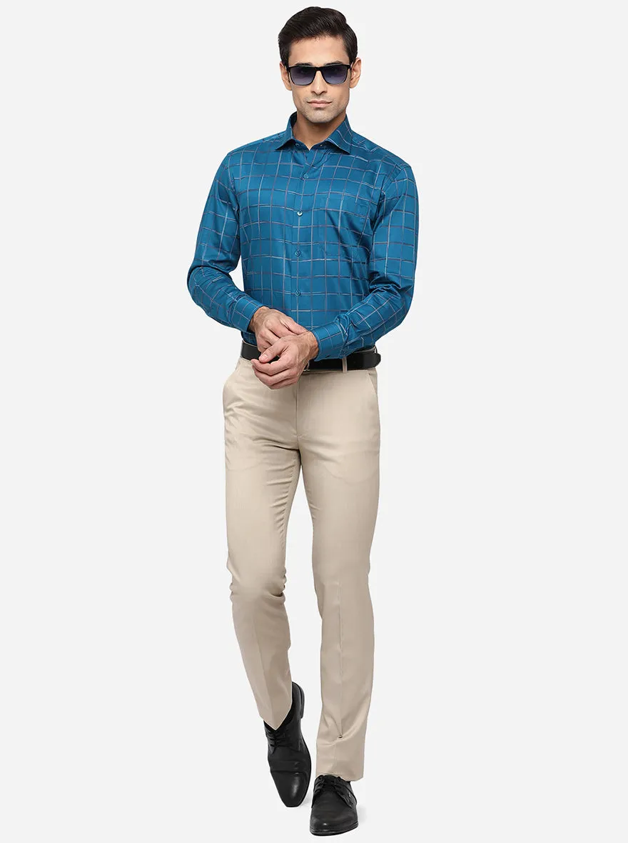 Blue & Green Checked Slim Fit Formal Shirt | Metal