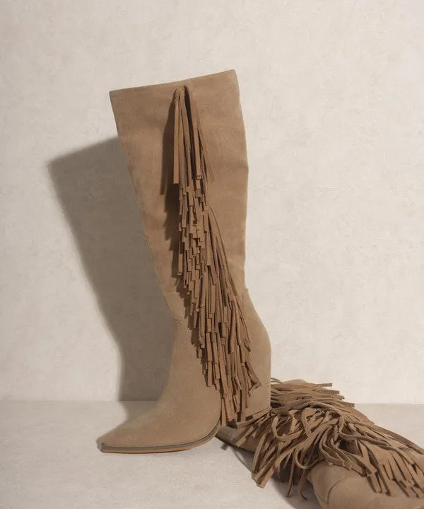 Bohemian Flair Knee-High Fringe Boots