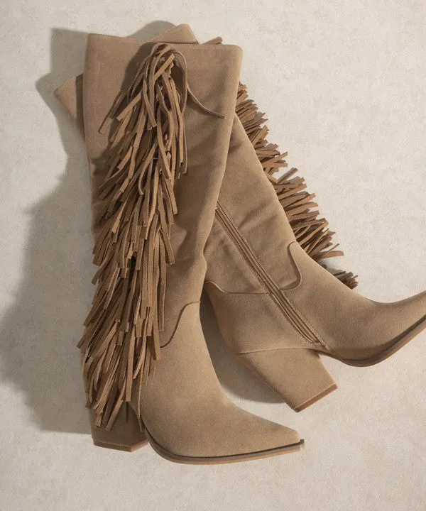 Bohemian Flair Knee-High Fringe Boots