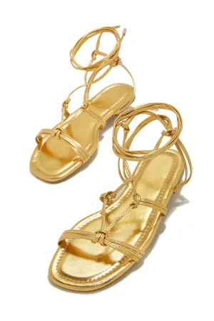 Coastal Villa Lace Up Sandals - Gold