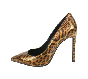 Copper Metallic Leopard Print Leather Pumps | Size US 7.5 - IT 37.5