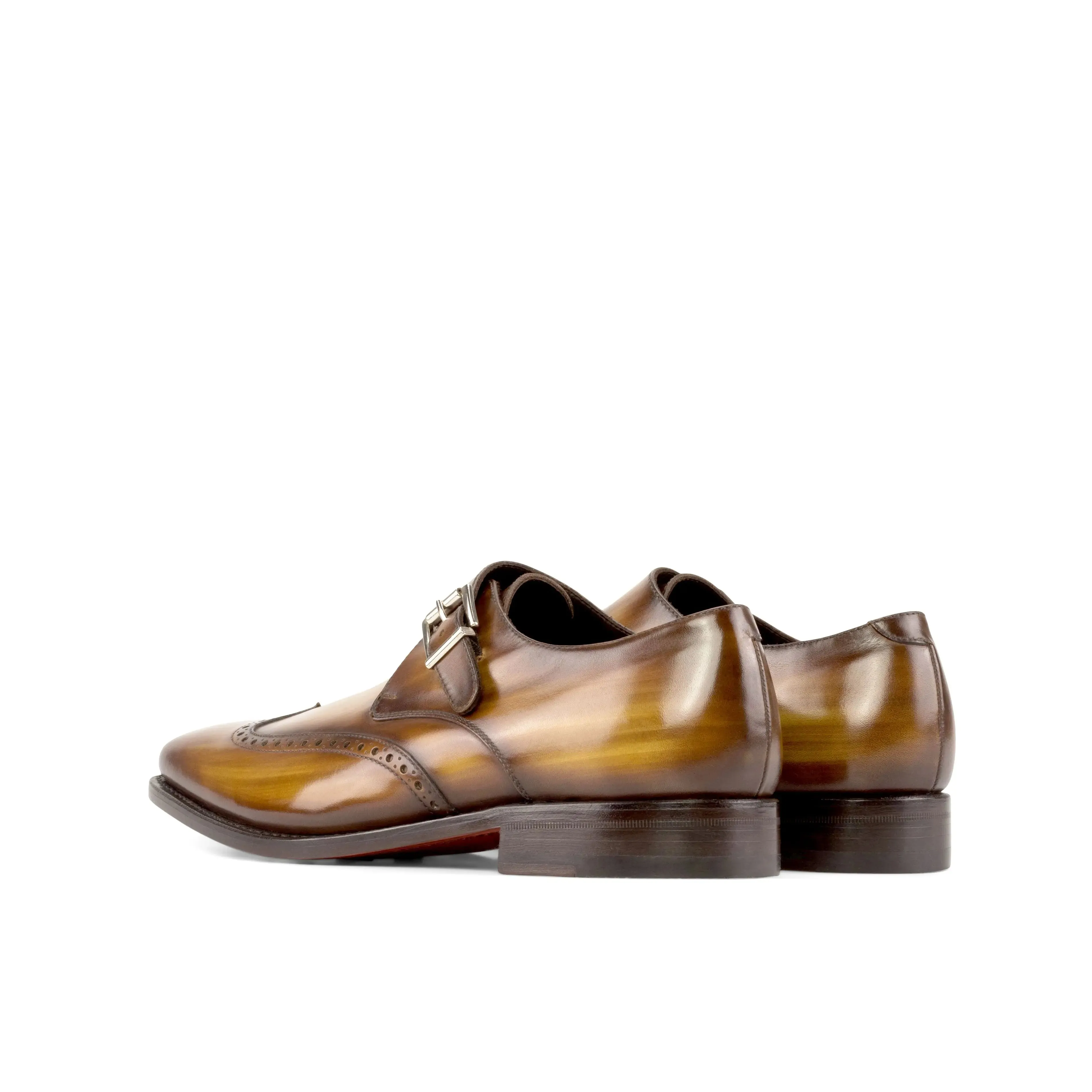 DapperFam Brenno in Cognac Men's Hand-Painted Patina Single Monk