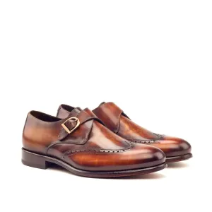 DapperFam Brenno in Cognac Men's Hand-Painted Patina Single Monk