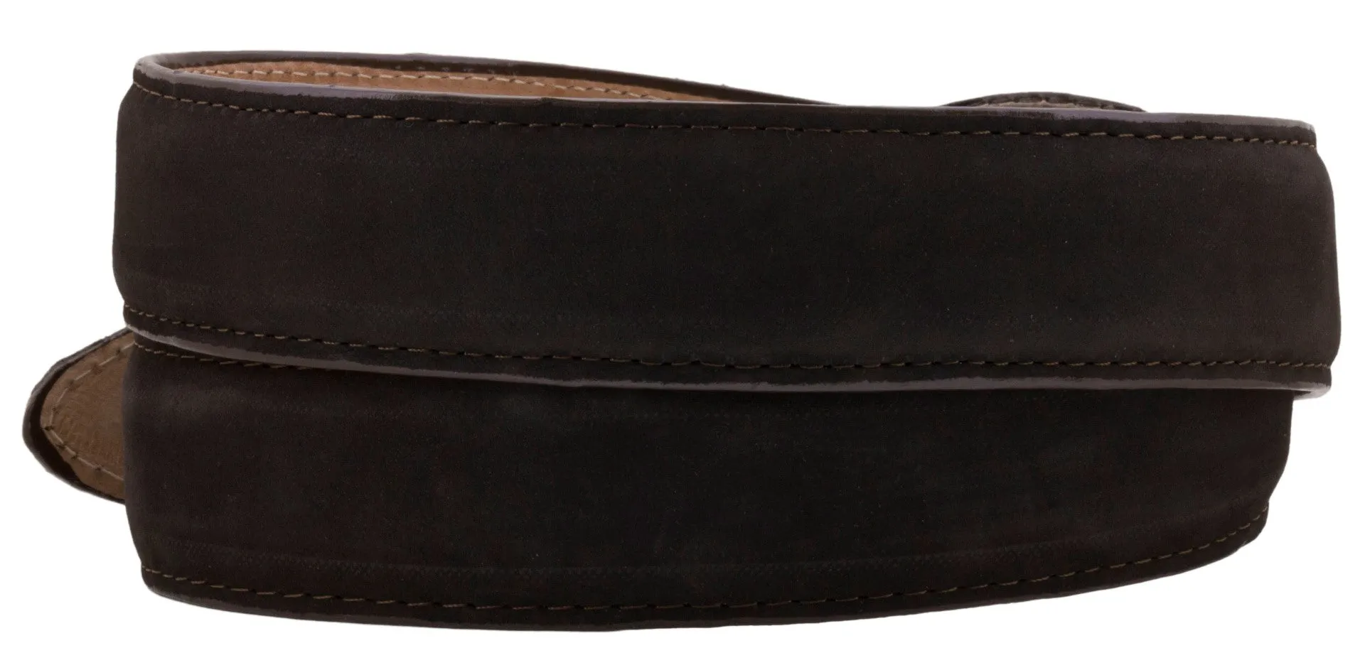 Dark Brown Western Cowboy Belt Classic Nubuck Leather - Rodeo Buckle