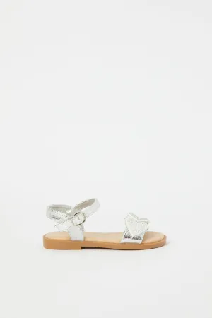 Girls Silver Diamante Sandal