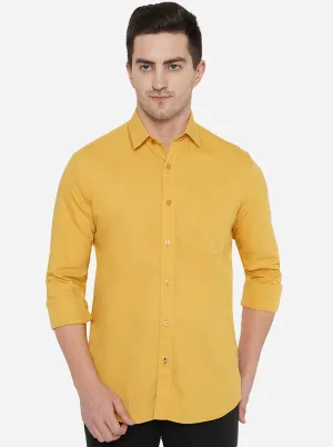 Golden Yellow Solid Slim Fit Casual Shirt | JadeBlue