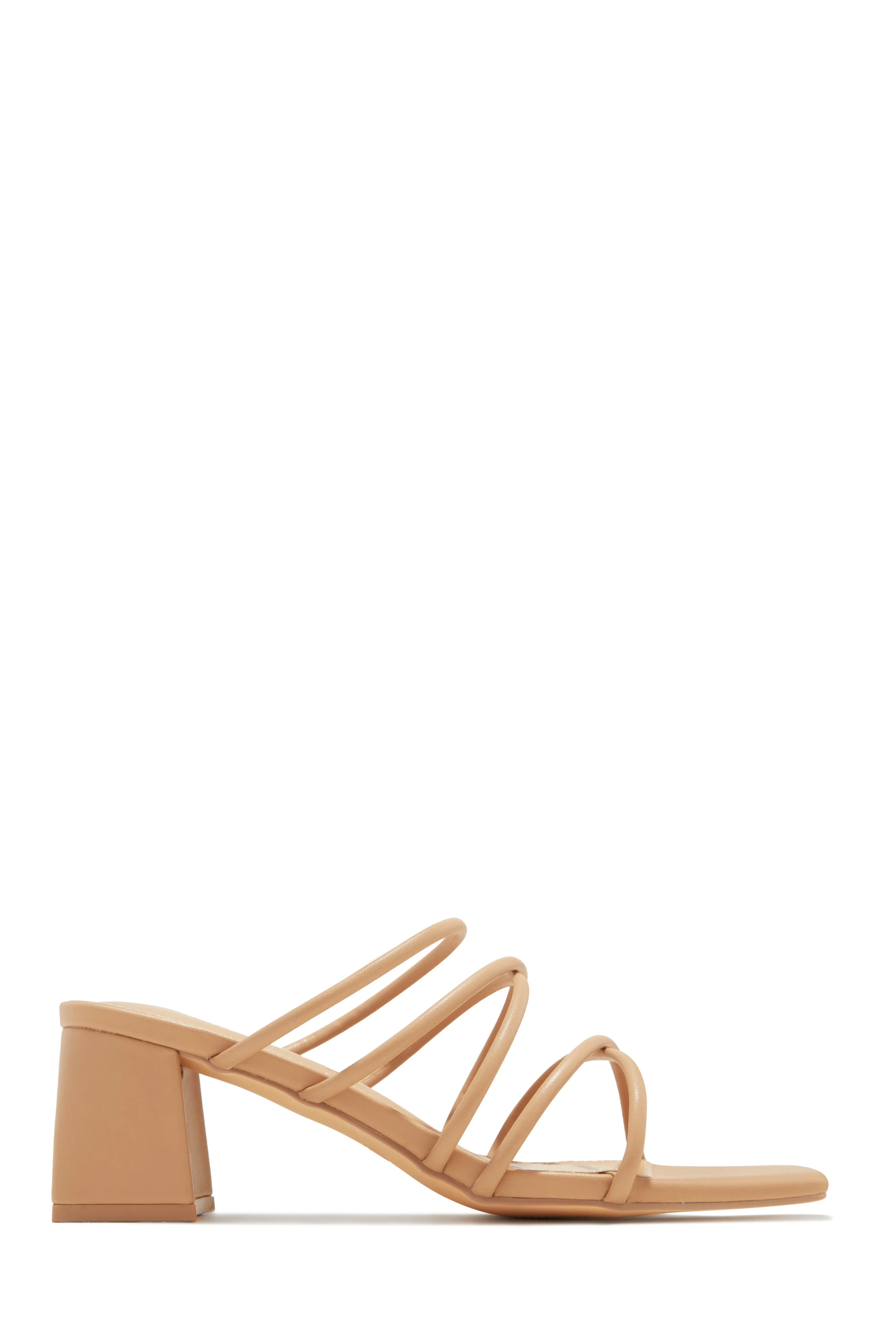 Hannah Block Mid Heel Mules - Nude