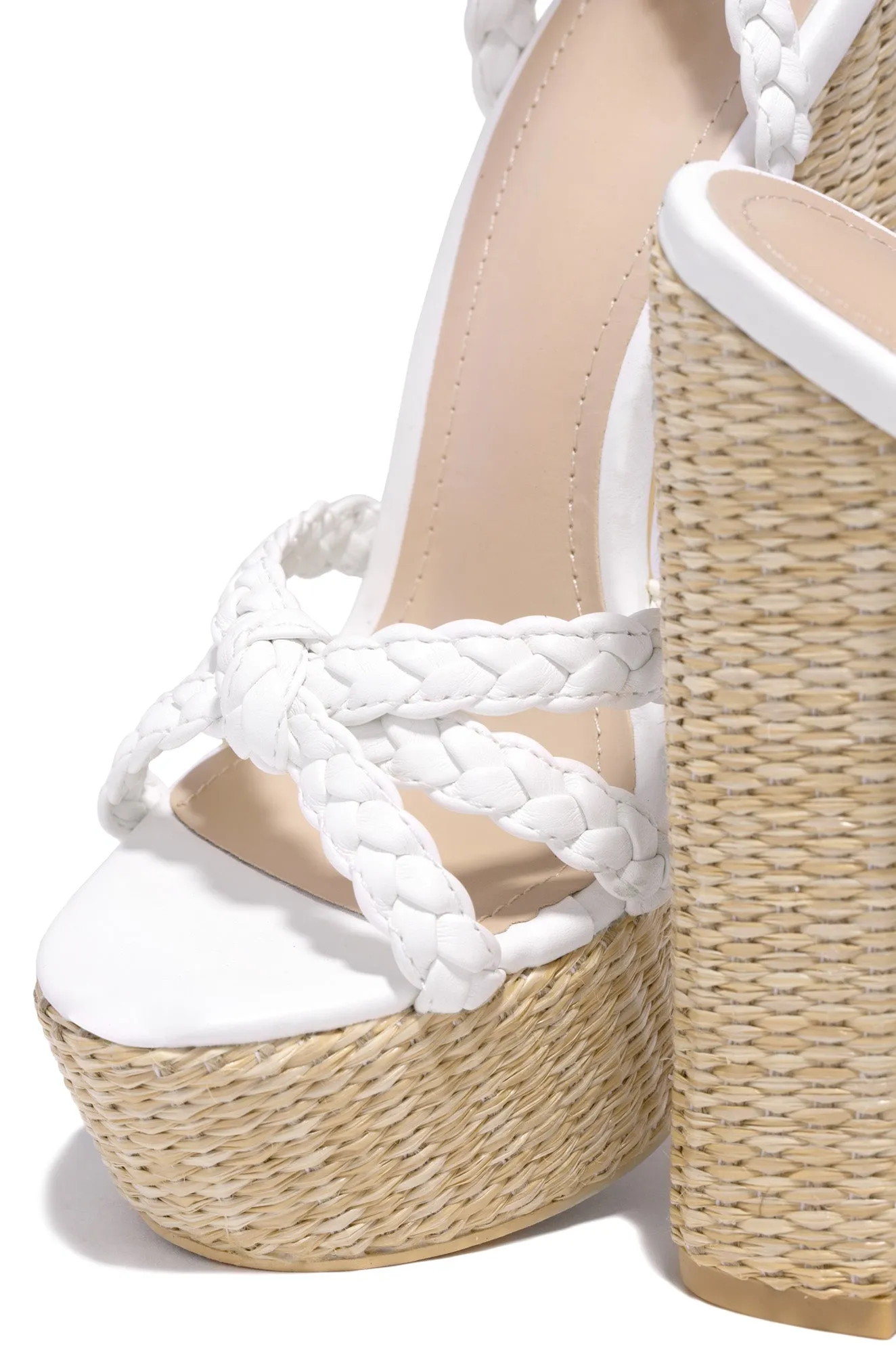 Hilda Platform Block High Heels - White