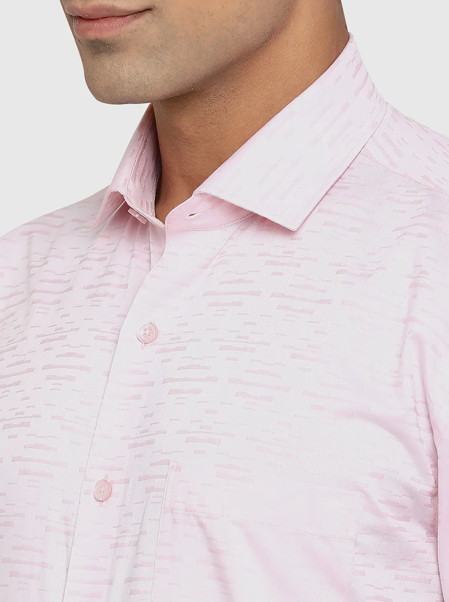 Light Pink Dobby Regular Fit Formal Shirt | JadeBlue