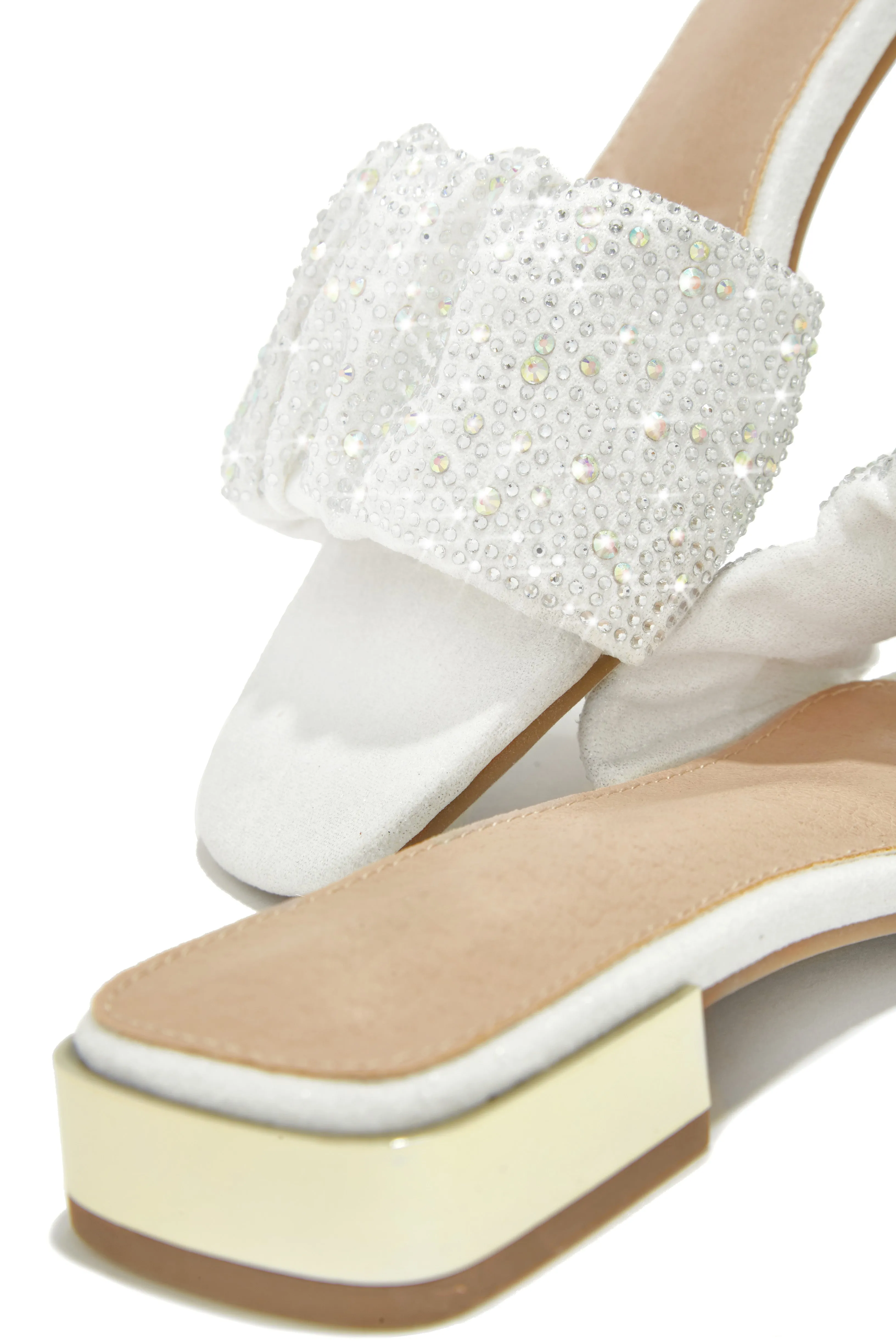 Long Weekend Ready Embellished Slip On Sandals - White