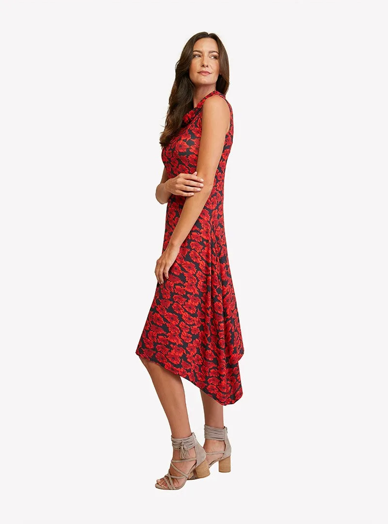 LOULOU DAMOUR Women's Summer Field Sleeveless Printed Dress With Fun Nod Collar