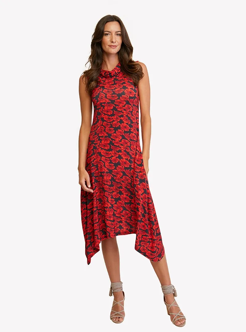 LOULOU DAMOUR Women's Summer Field Sleeveless Printed Dress With Fun Nod Collar