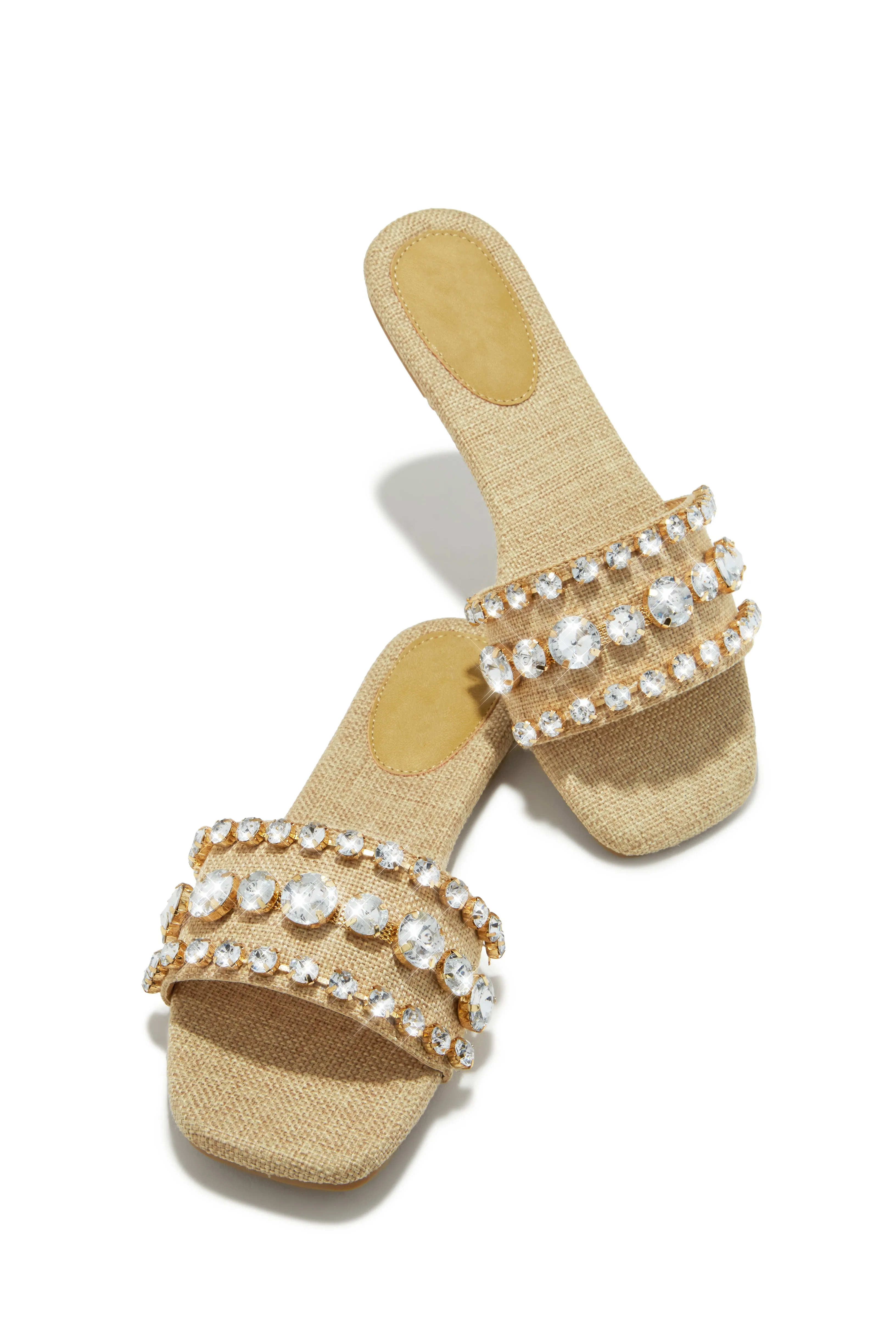 Luxe Paradise Embellished Slip On Sandals - Pink