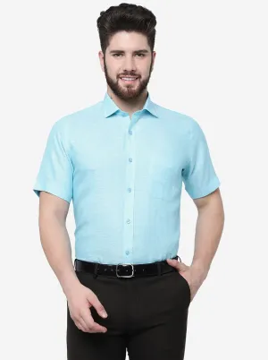 Mint Blue Solid Regular Fit Formal Shirt | JadeBlue