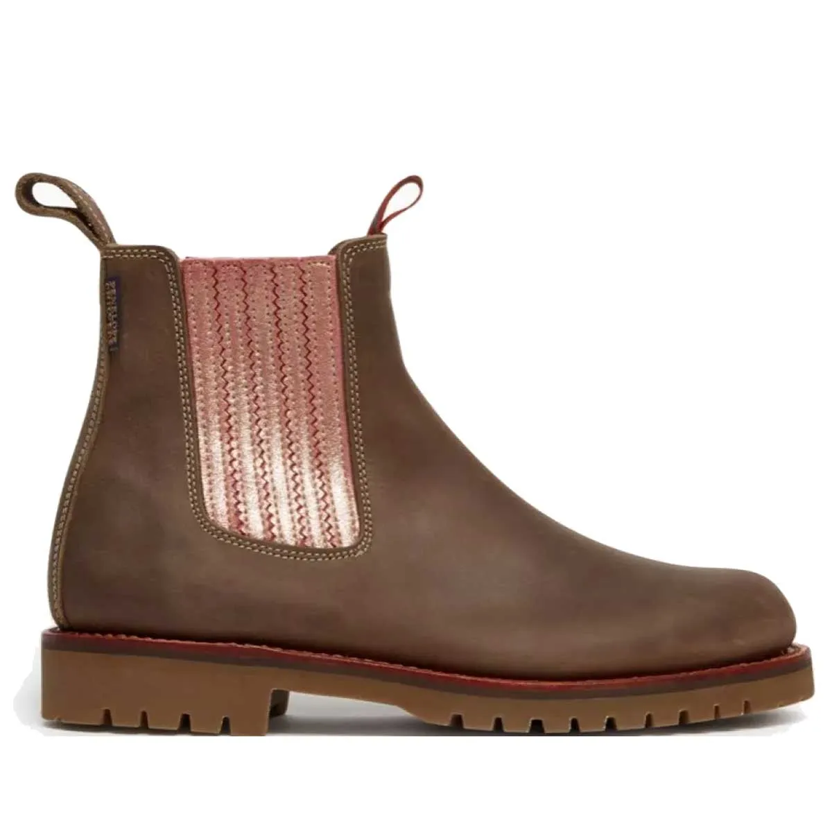 Penelope Chilvers Oscar Chelsea Leather Boots in Khaki/Tea Rose