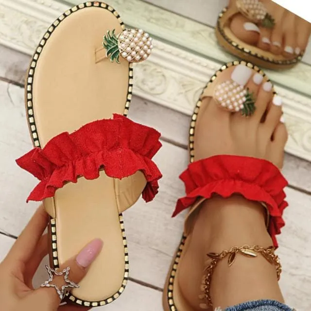 Pineapple Pearl Beach Sandals - Vibrant, Playful Women's Sandals