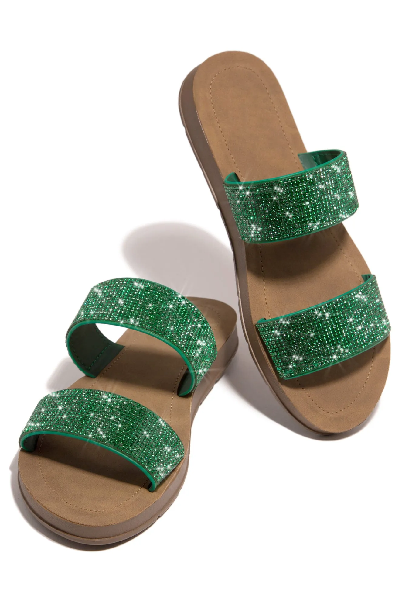 Sun Baby Embellished Slip On Sandals - Green