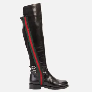 The Manhattan Luxe Black Leather Knee - High Boot