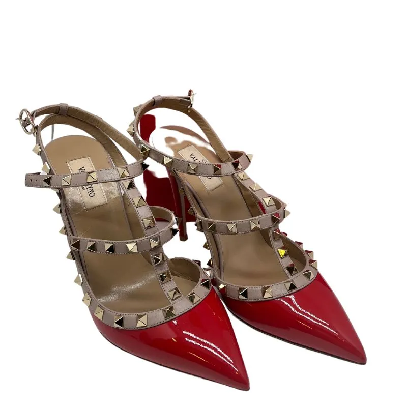 Valentino Rockstud Patent Leather T-Strap Pumps