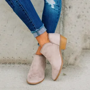 Women Booties Slip On Low Heel Ankle Boots