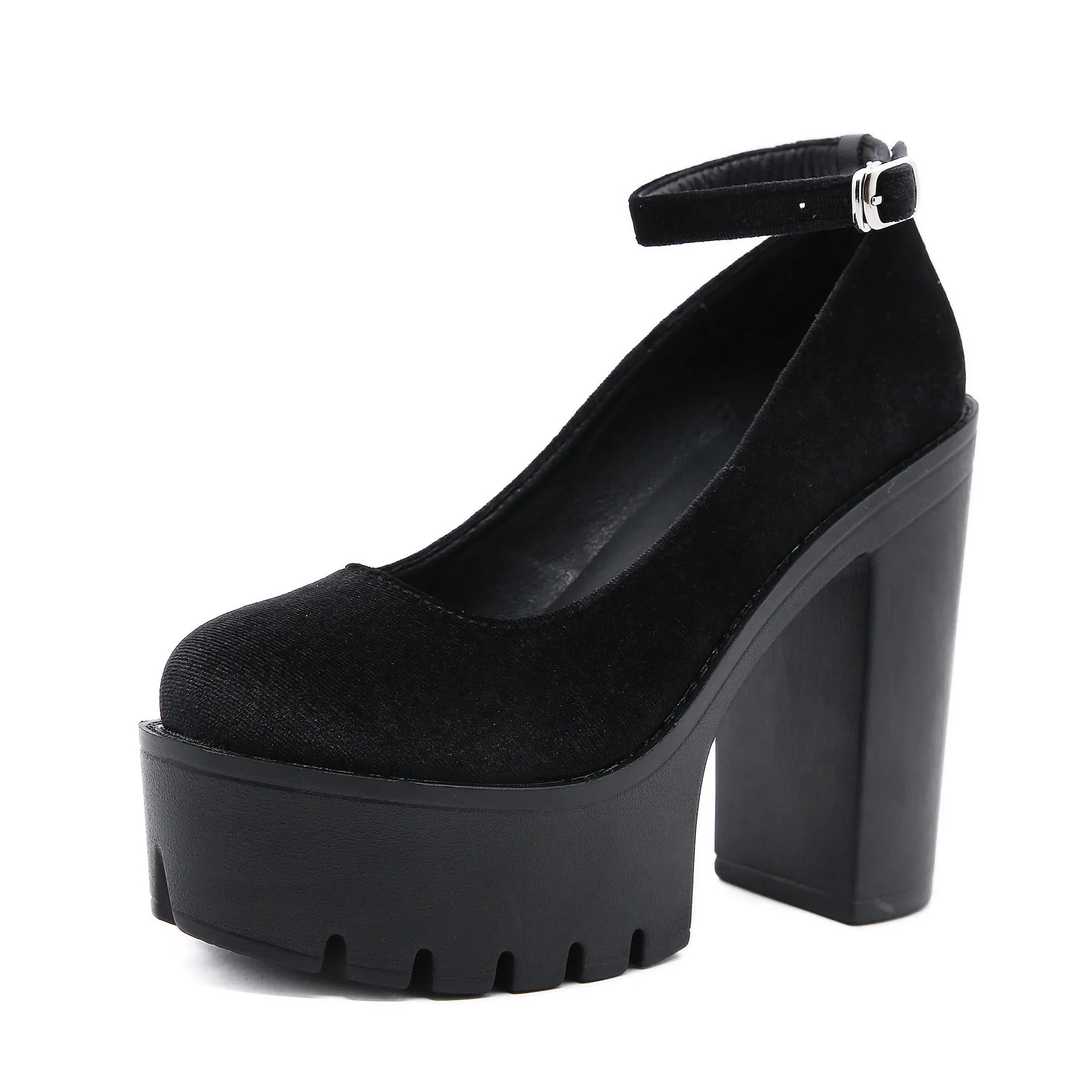 Women's Fashion Trend Suede Ankle-strap Buckle Shoes